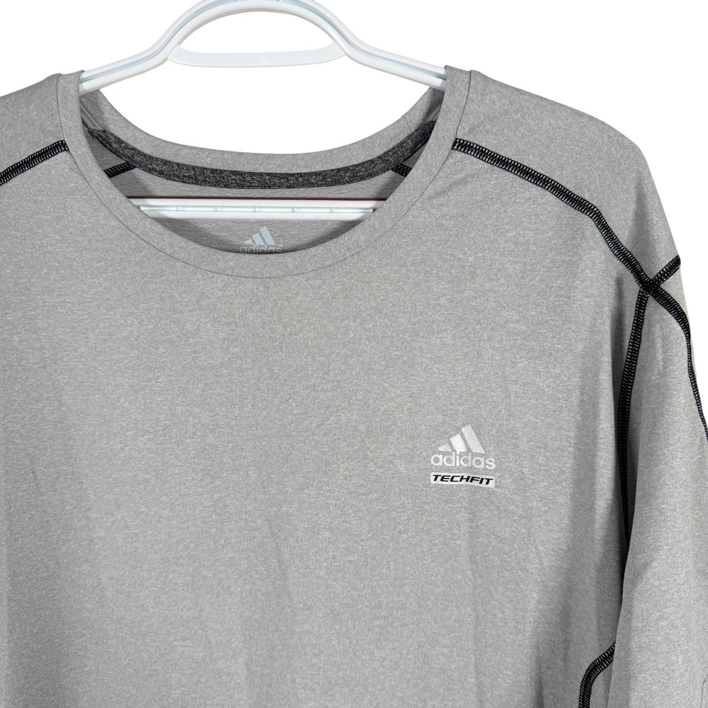 Adidas ClimaLite Techfit Performance Shirt Mens‎ XL Gray S/S Athletic Training